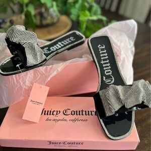 Juicy Couture Black and Silver Women's Slide Sandals